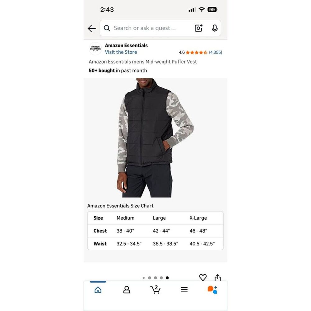 New Men’s Puffer Vest Size Large - Picture 6 of 8
